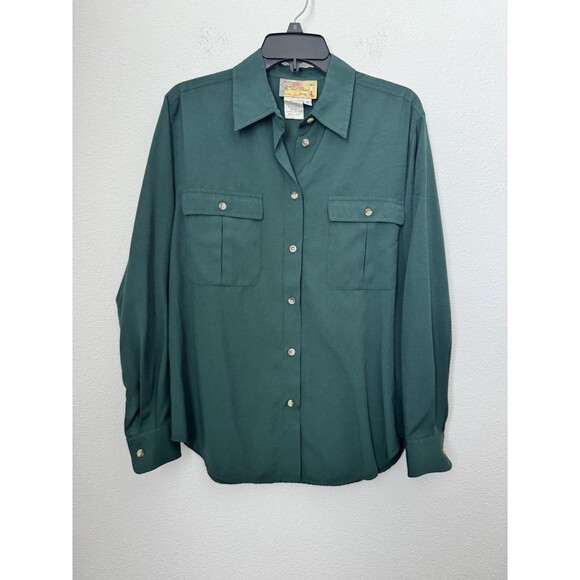 Fred David Vintage Women's Green Long Sleeve Button Down Shirt Size 10 - Picture 1 of 9